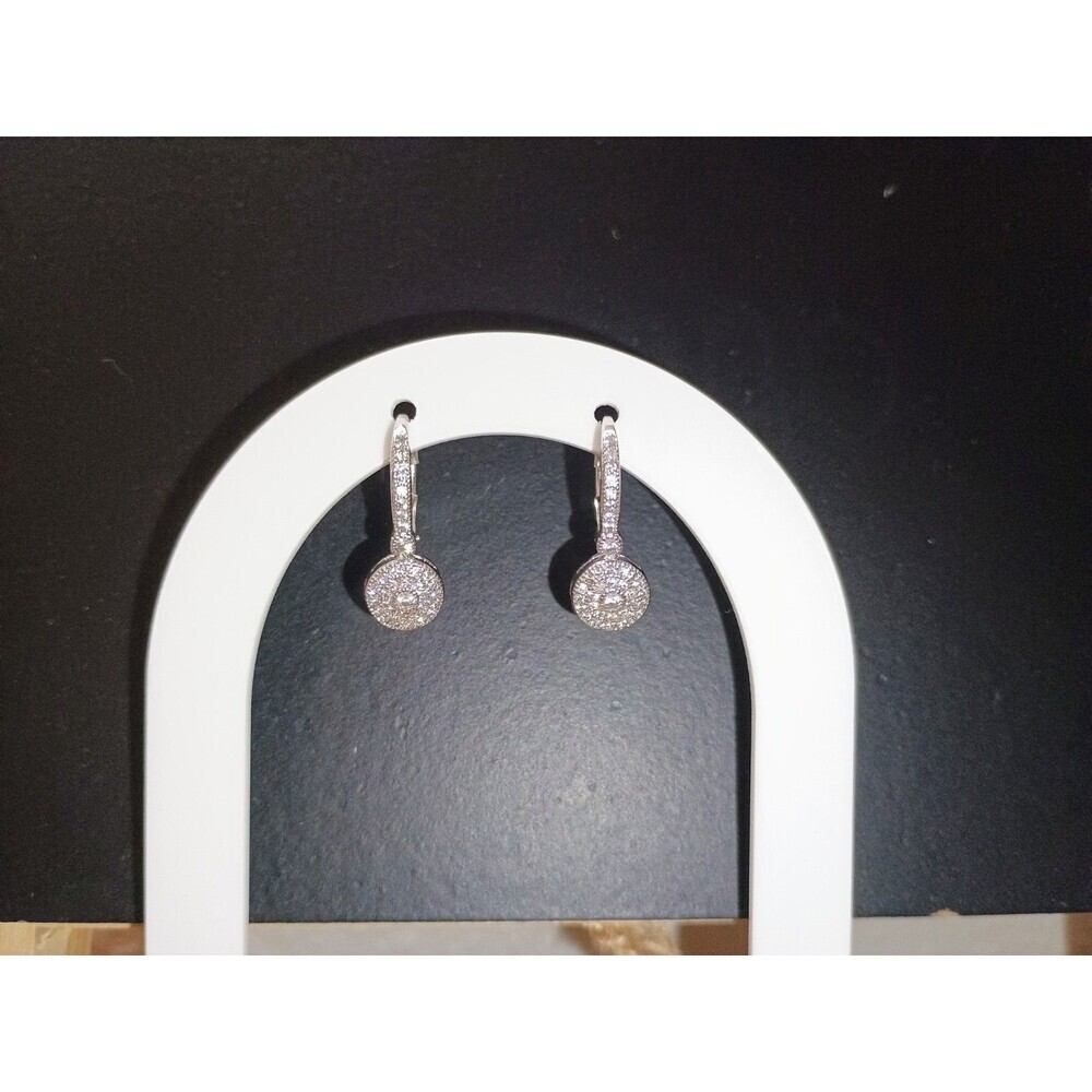 Cubic Zirconia Small Loop Round Silver Earring For Pierced Ears - Picture 4 of 6